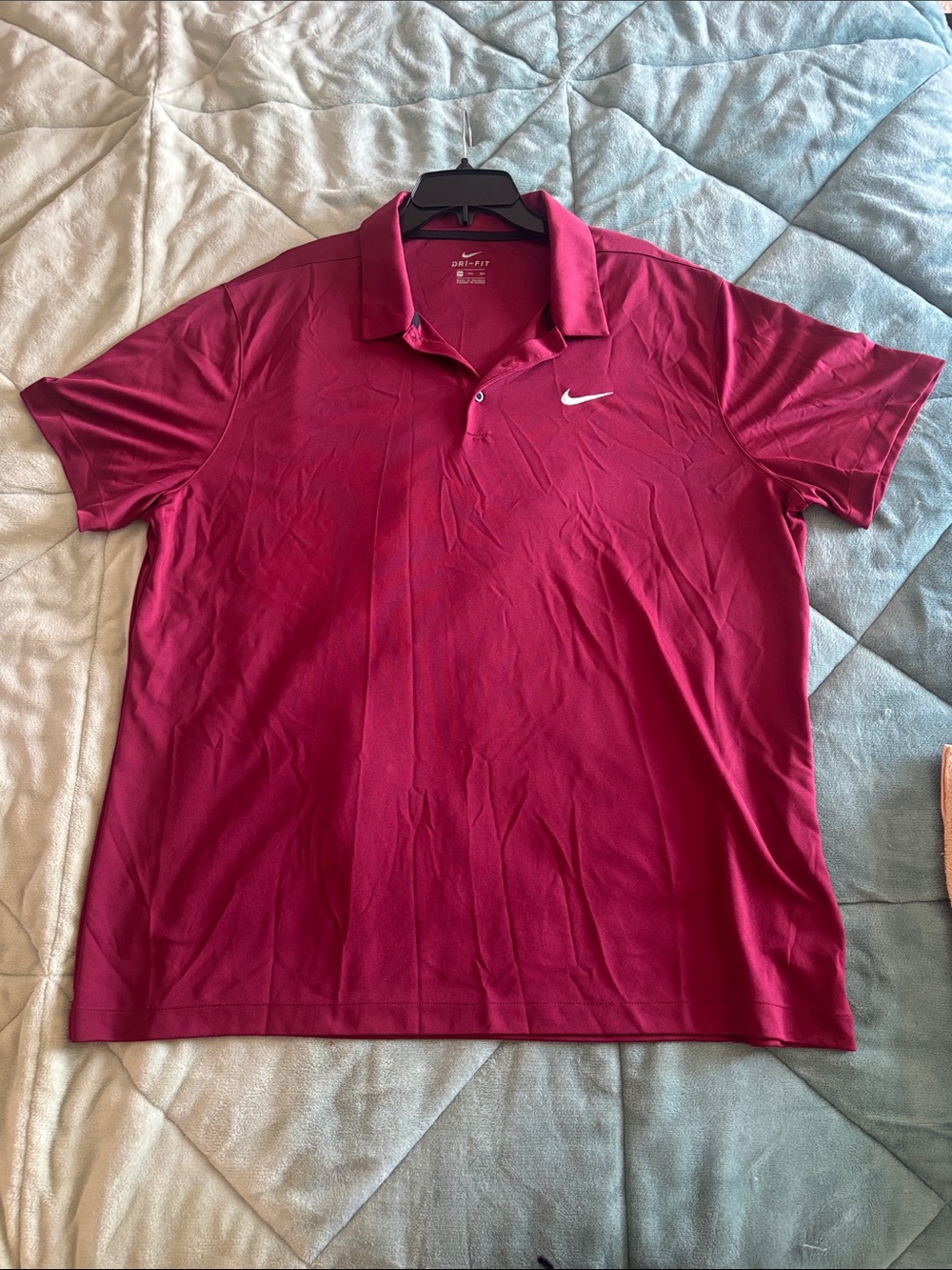 Nike Men’s Burgundy Polo with White Swoosh